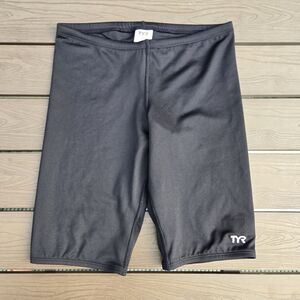 TYR Durafast Solid Black Drawstring Swim Jammer Size 32 New No Tag